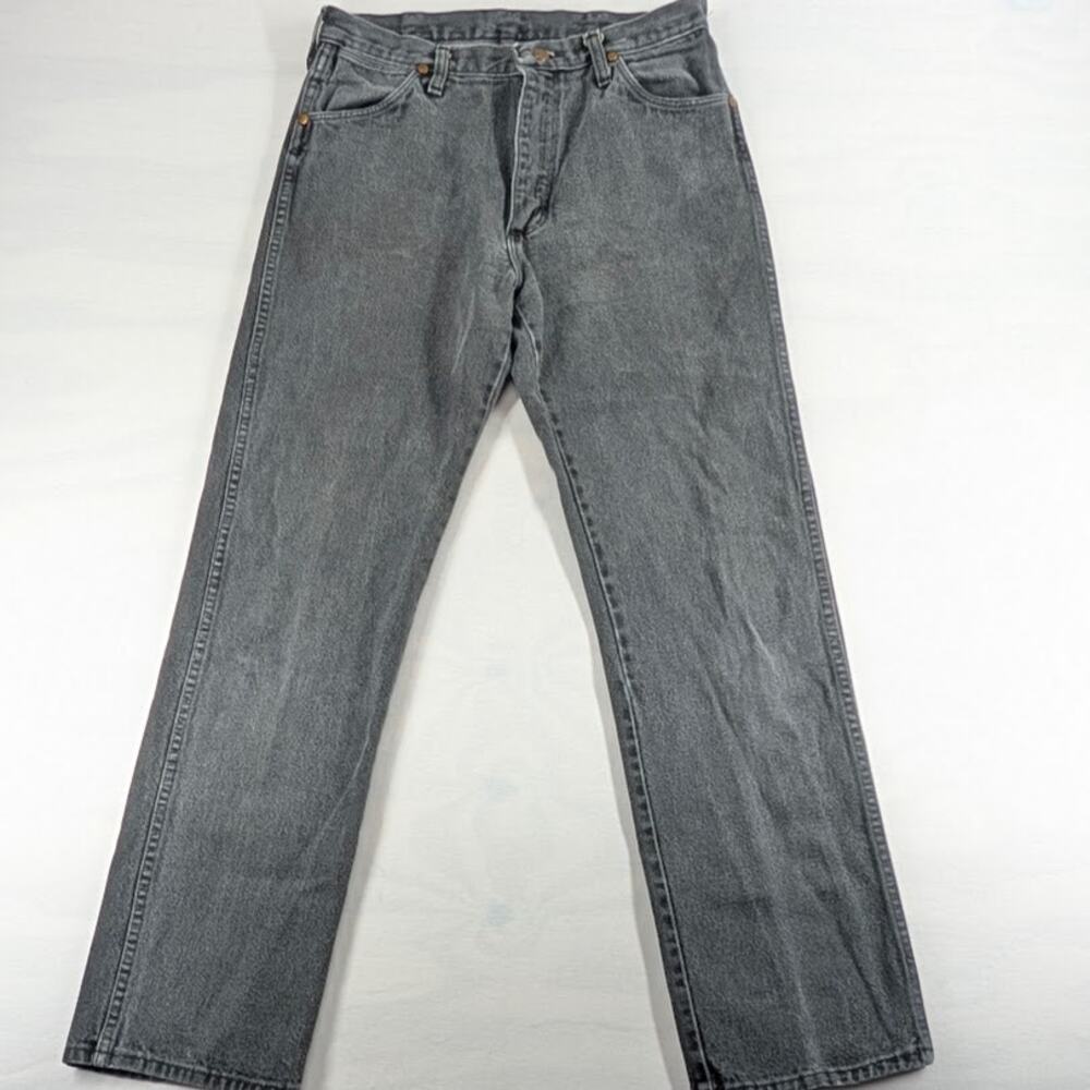VTG 90s Wrangler Faded Black Denim Jeans 31x32 USA Made Cowboy Cut 3MWZ